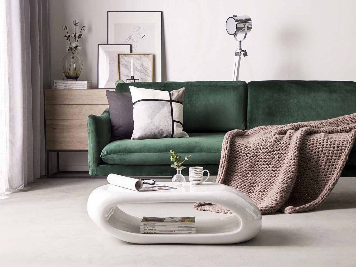 Sohvapöytä Lasikuitu Valkoinen NESSUS - Image 2