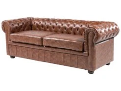 3-istuttava Sohva Keinonahka Kullanruskea CHESTERFIELD -Beliani undef src sa picid 539887 type whitesh image