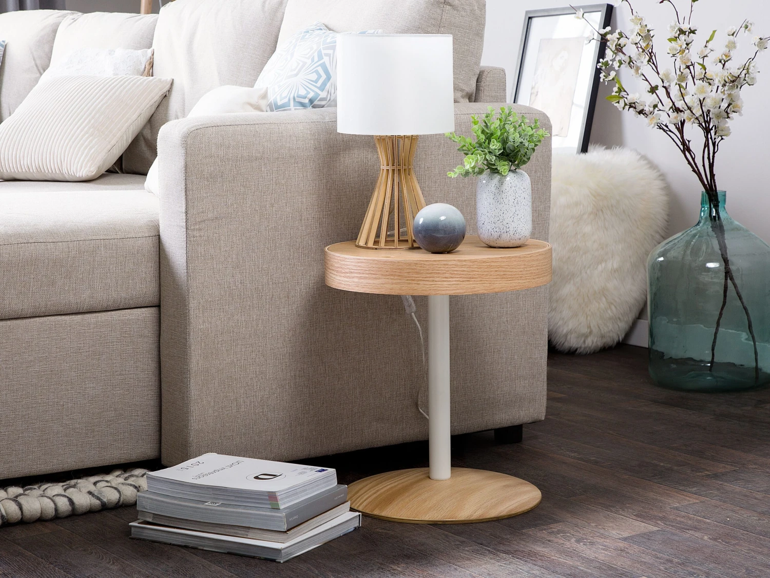 Sivupöytä Säilytystila Vaalea Puu/valkoinen OREGON - Image 2