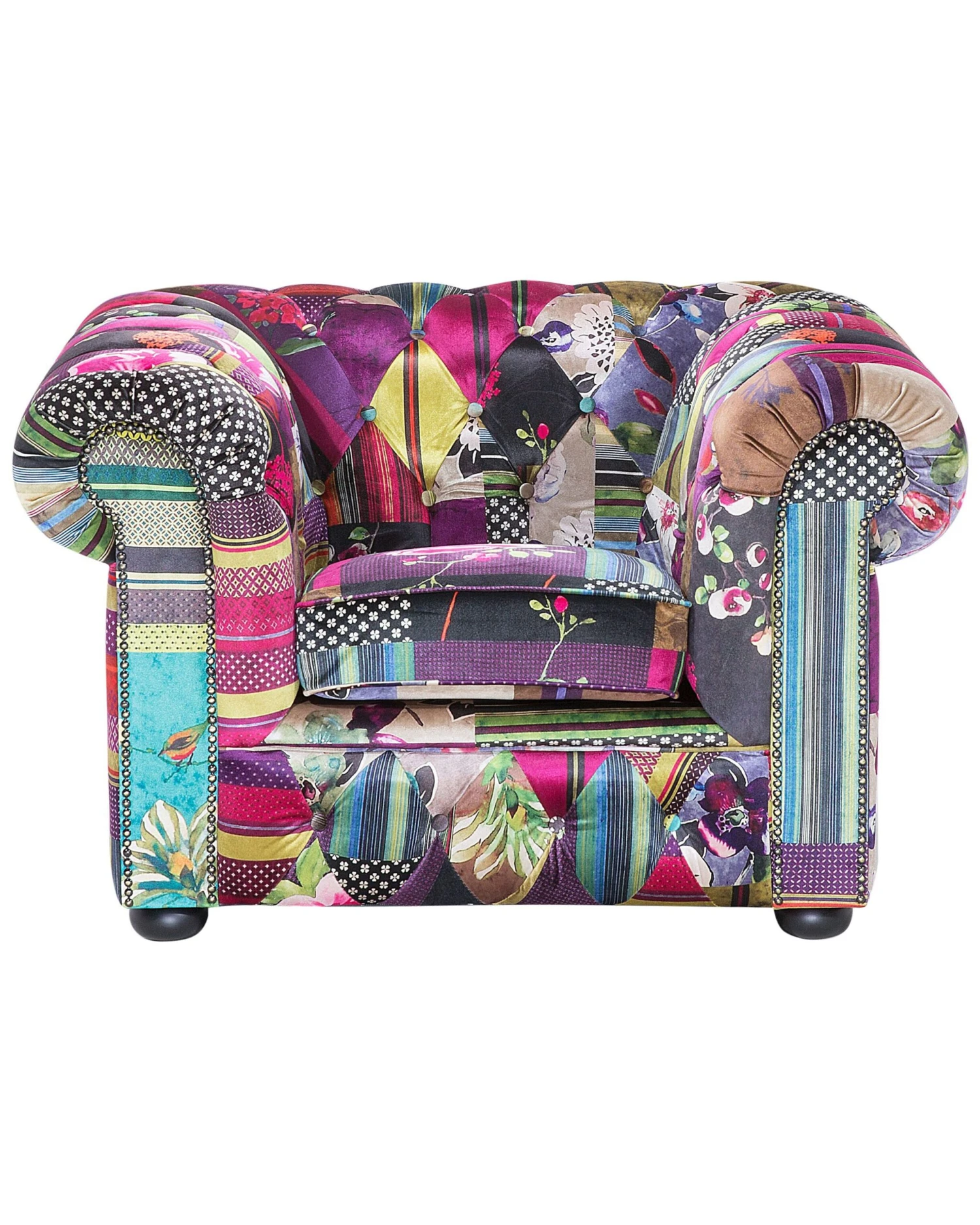 Violetti Kangasverhoiltu Nojatuoli Tilkkutäkkikuviolla CHESTERFIELD - Image 3