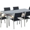6-istuttava Ulkoruokailuryhmä Lasitaso Tekstiilituolit Musta GROSSETO