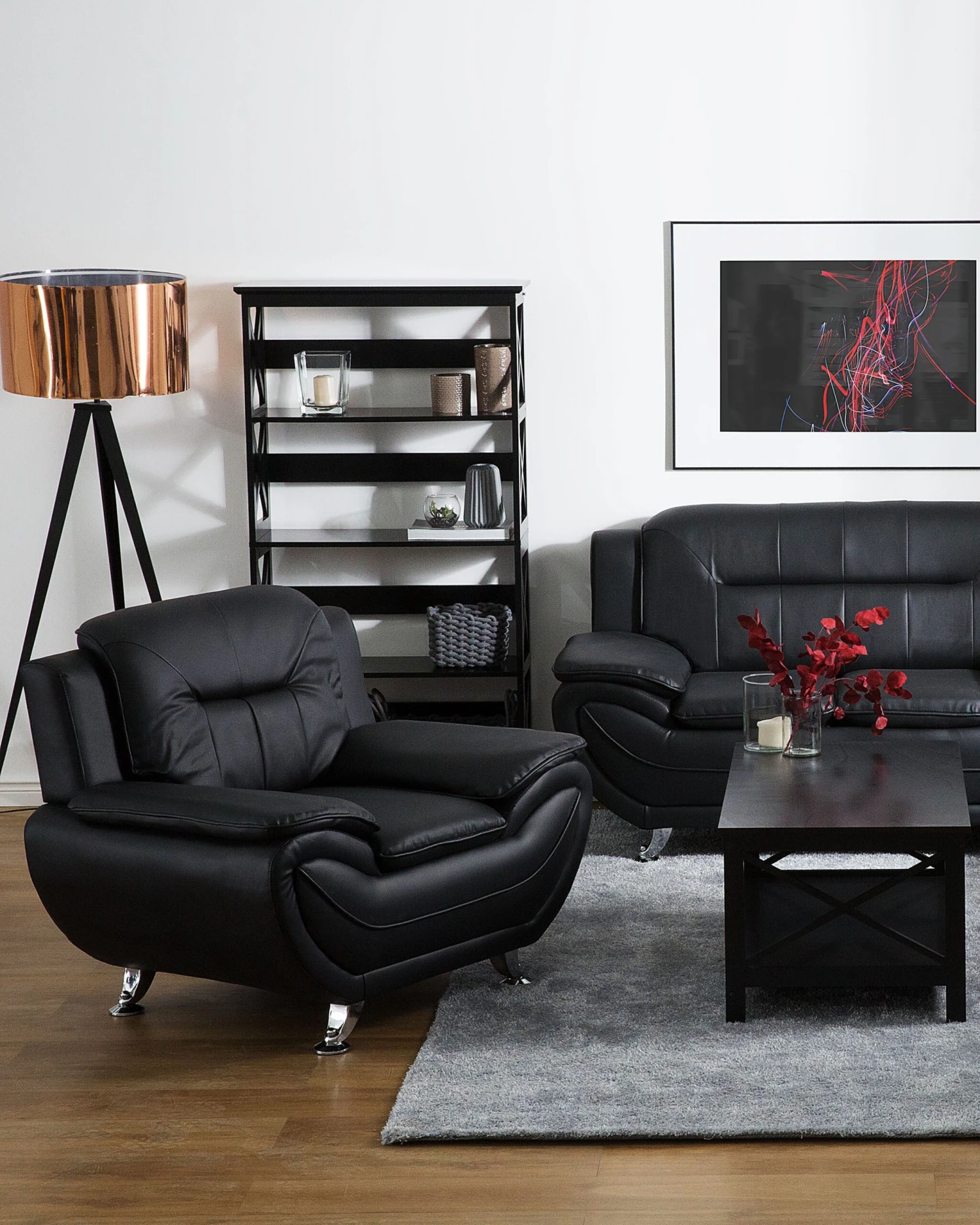 Musta Keinonahkainen Nojatuoli LEIRA - Image 2