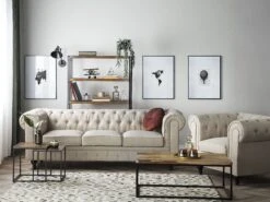 Iso Beige 3-istuttava Kangassohva CHESTERFIELD -Beliani undef src sa picid 710745 type whitesh image