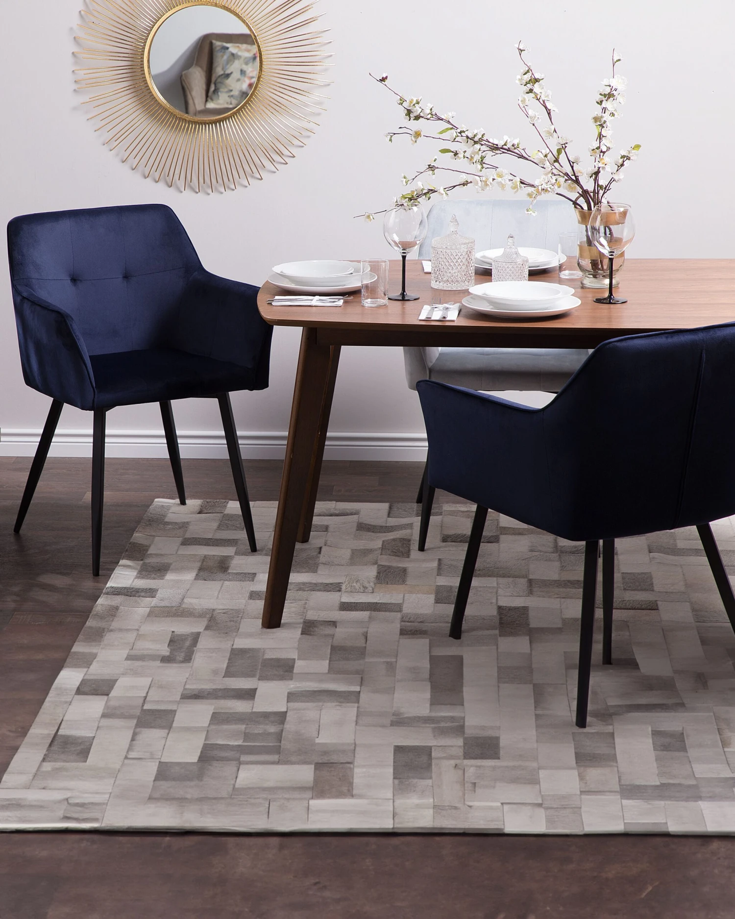 Tuoli Sametti Tummansininen 2 Kpl JASMIN - Image 2