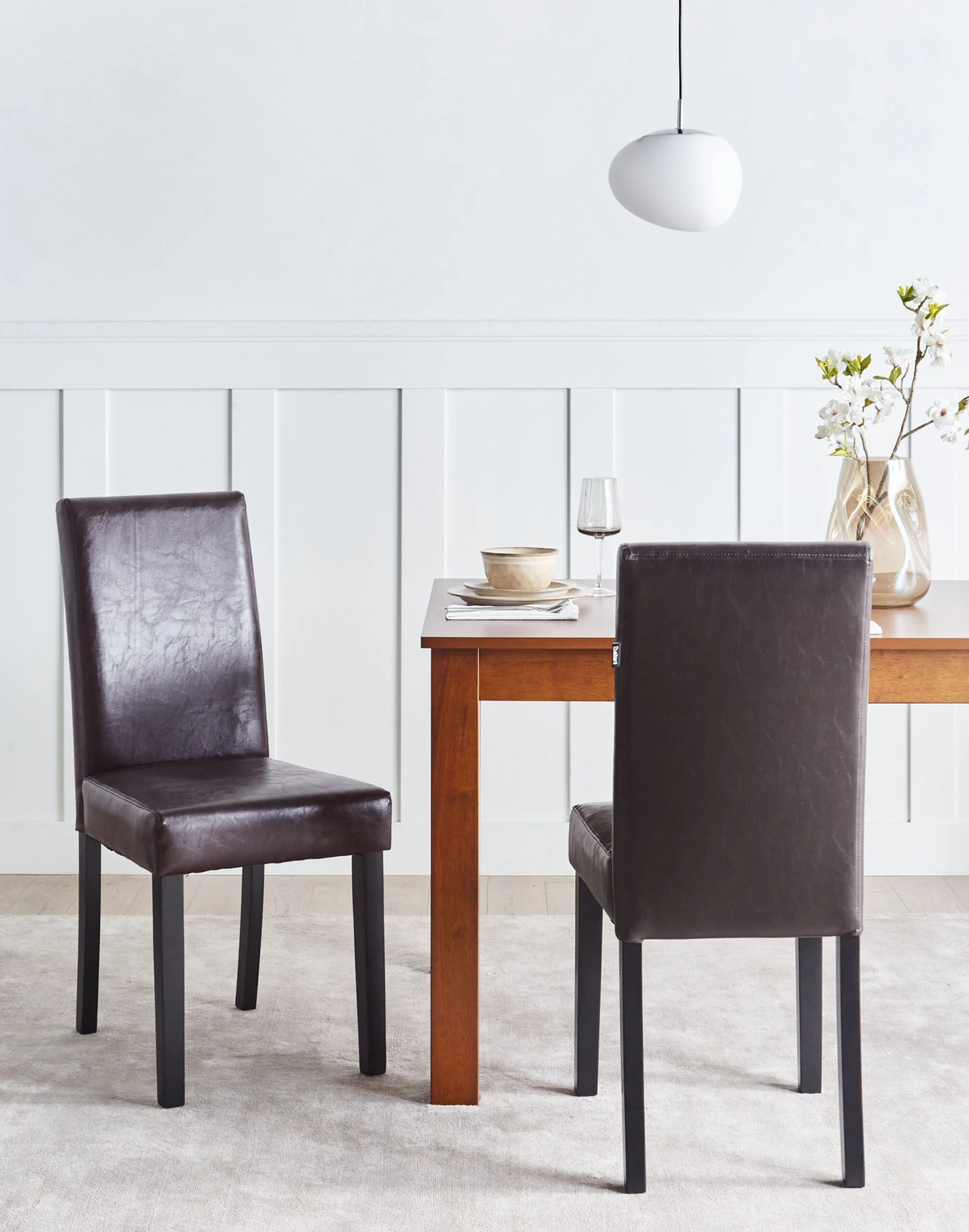 Tuoli Keinonahka Tummanruskea 2 Kpl BROADWAY - Image 2