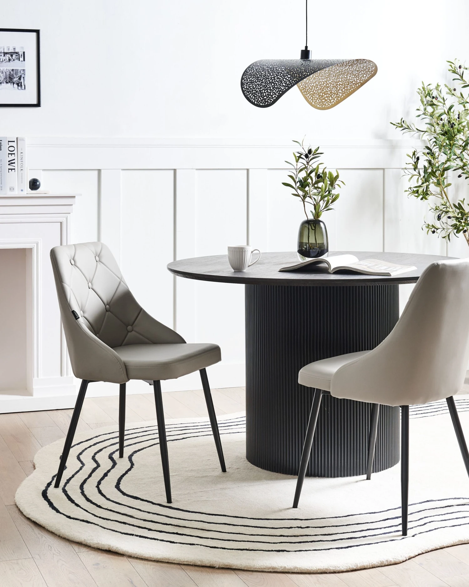 Tuoli Keinonahka Vaaleanharmaa 2 Kpl VALERIE - Image 2