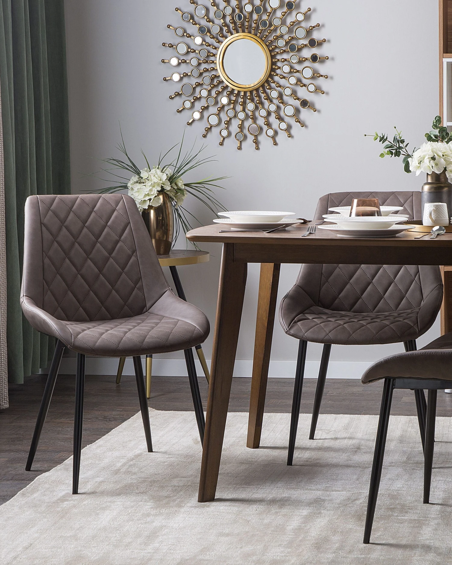 Tuoli Keinonahka Tummanruskea 2 Kpl MARIBEL - Image 2