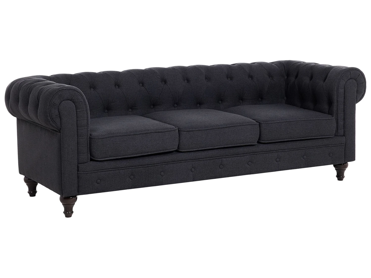 Grafiitinharmaa 3-istuttava Kangassohva CHESTERFIELD - Image 3