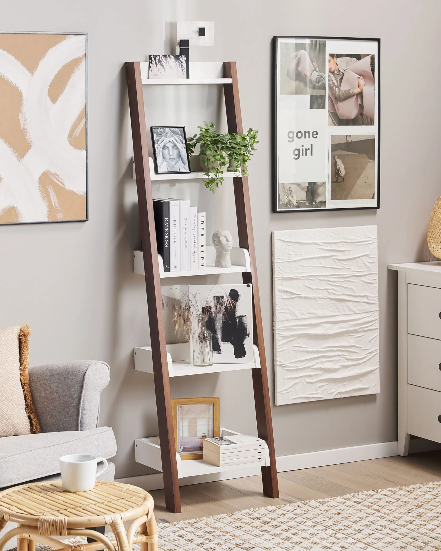 Tikashylly 5 Hyllyä Tumma Puu/valkoinen MOBILE DUO - Image 2