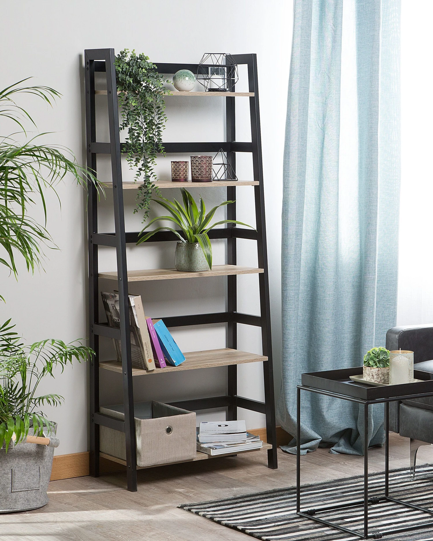 Tikashylly 5 Hyllyä Vaalea Puu/musta CROYDON 2 Tikashylly 5 Hyllyä Vaalea Puu/musta CROYDON - Image 2