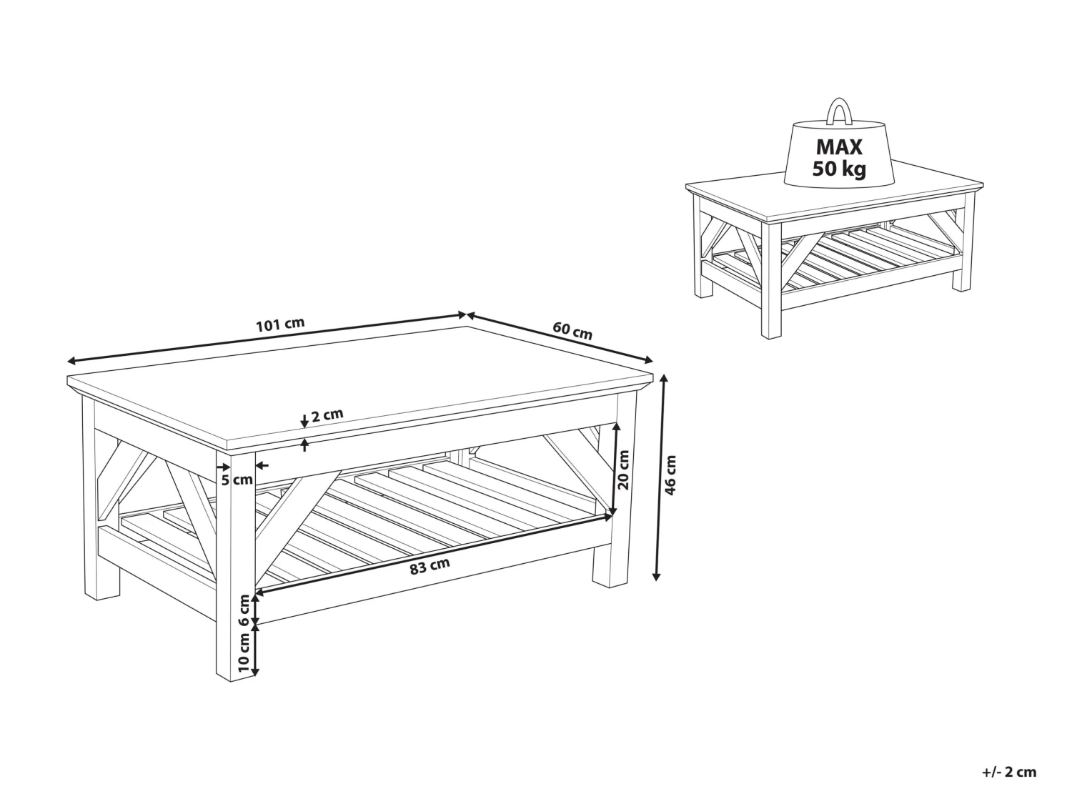 Sohvapöytä Valkoinen/vaalea Puu SAVANNAH - Image 10