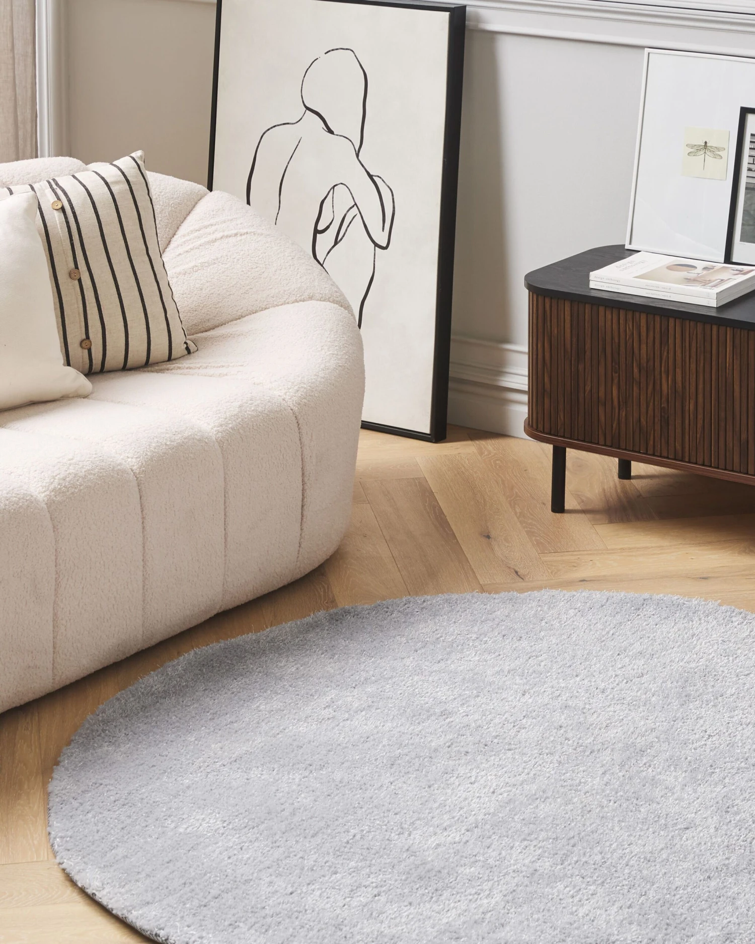 Pyöreä Matto Vaaleanharmaa ⌀ 140 Cm DEMRE - Image 2