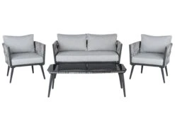 Puutarhapöytäryhmä Harmaa/musta PREVEZA