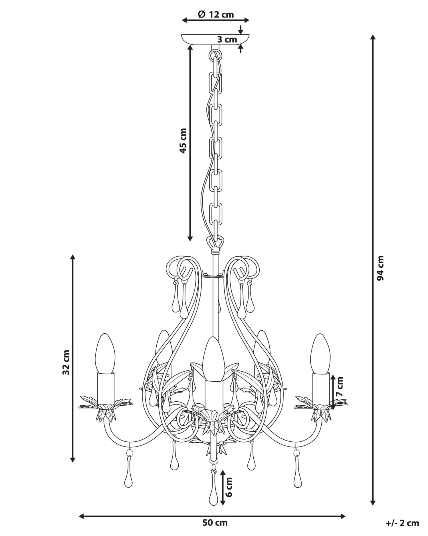 Kattokruunu 5 Polttimoa Rauta Valkoinen TALTSON - Image 8