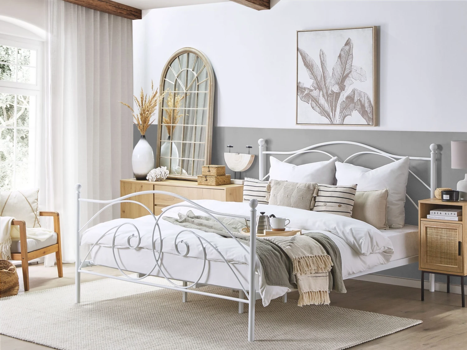 Sänky Metalli Valkoinen DINARD Useita Kokoja 2 Sänky Metalli Valkoinen DINARD Useita Kokoja - Image 2