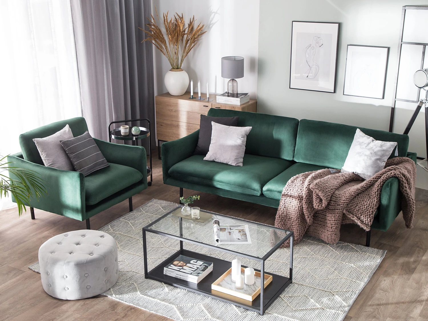 Nojatuoli Samettinen Vihreä VINTERBRO 3 Nojatuoli Samettinen Vihreä VINTERBRO - Image 3