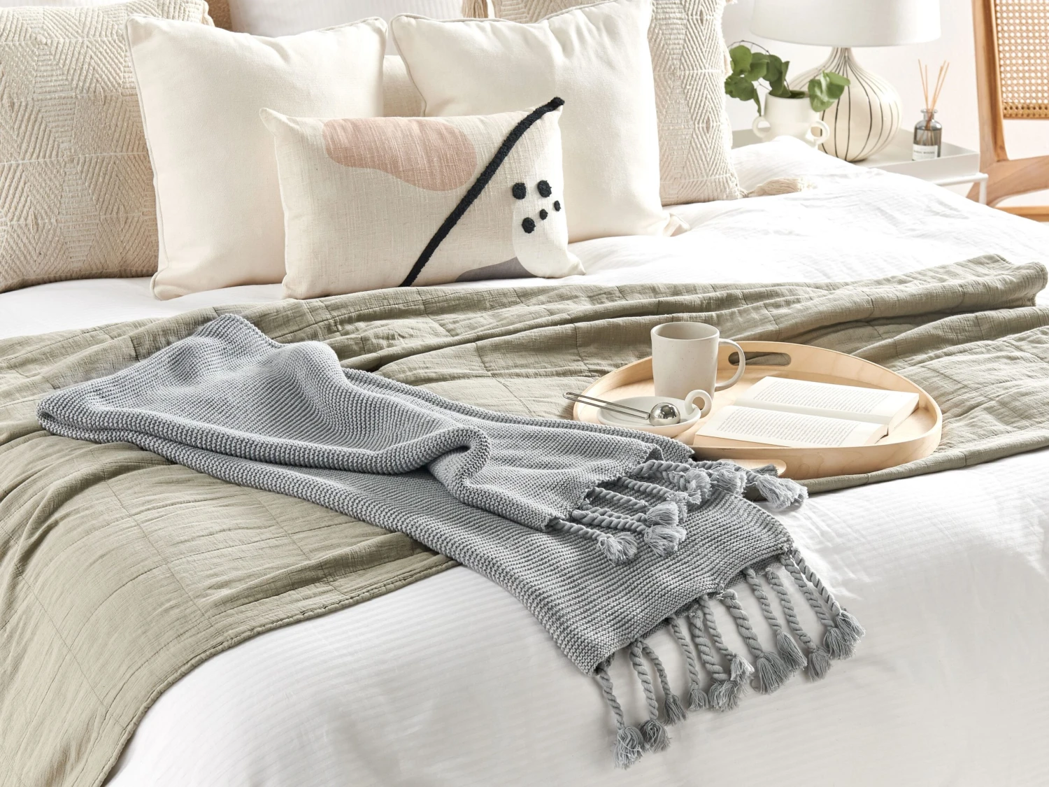 Huopa Puuvilla Vaaleanharmaa 125 X 150 Cm NAZILLI 2 Huopa Puuvilla Vaaleanharmaa 125 X 150 Cm NAZILLI - Image 2