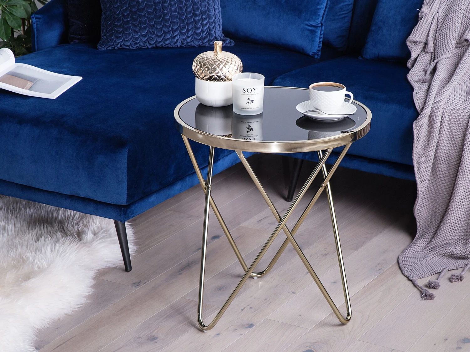 Sivupöytä Lasitasolla Metalli Musta/kulta MERIDIAN II - Image 2