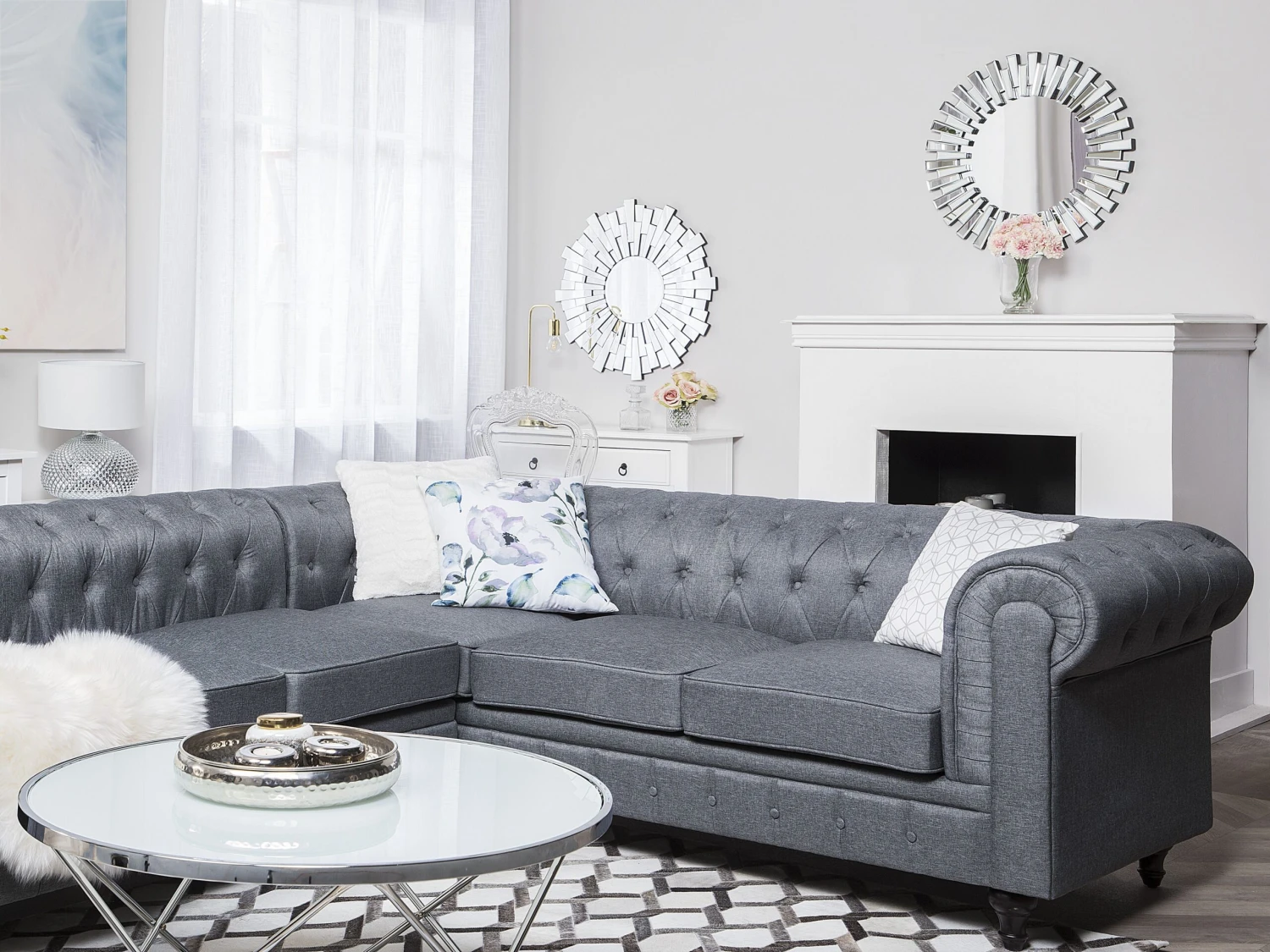 6-istuttava Kulmasohva Kangas Vasenk. Vaaleanharmaa CHESTERFIELD 5 6-istuttava Kulmasohva Kangas Vasenk. Vaaleanharmaa CHESTERFIELD - Image 5