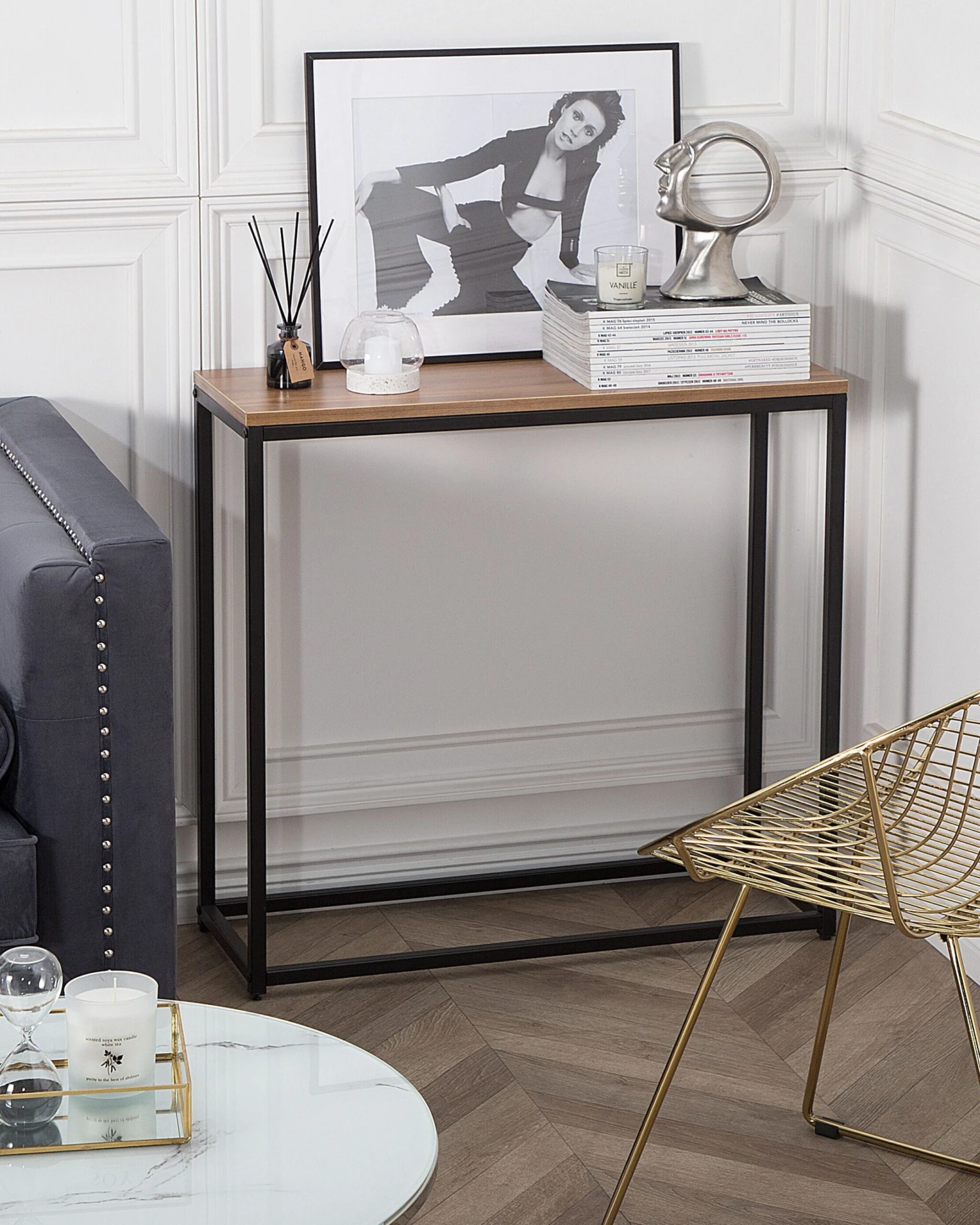 Konsolipöytä Tumma Puu/musta DELANO - Image 2