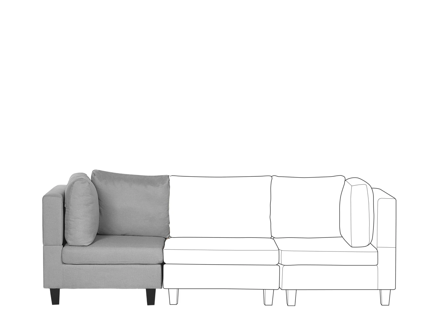 Kulmamoduuli Sohvaan Vaaleanharmaa FEVIK - Image 2