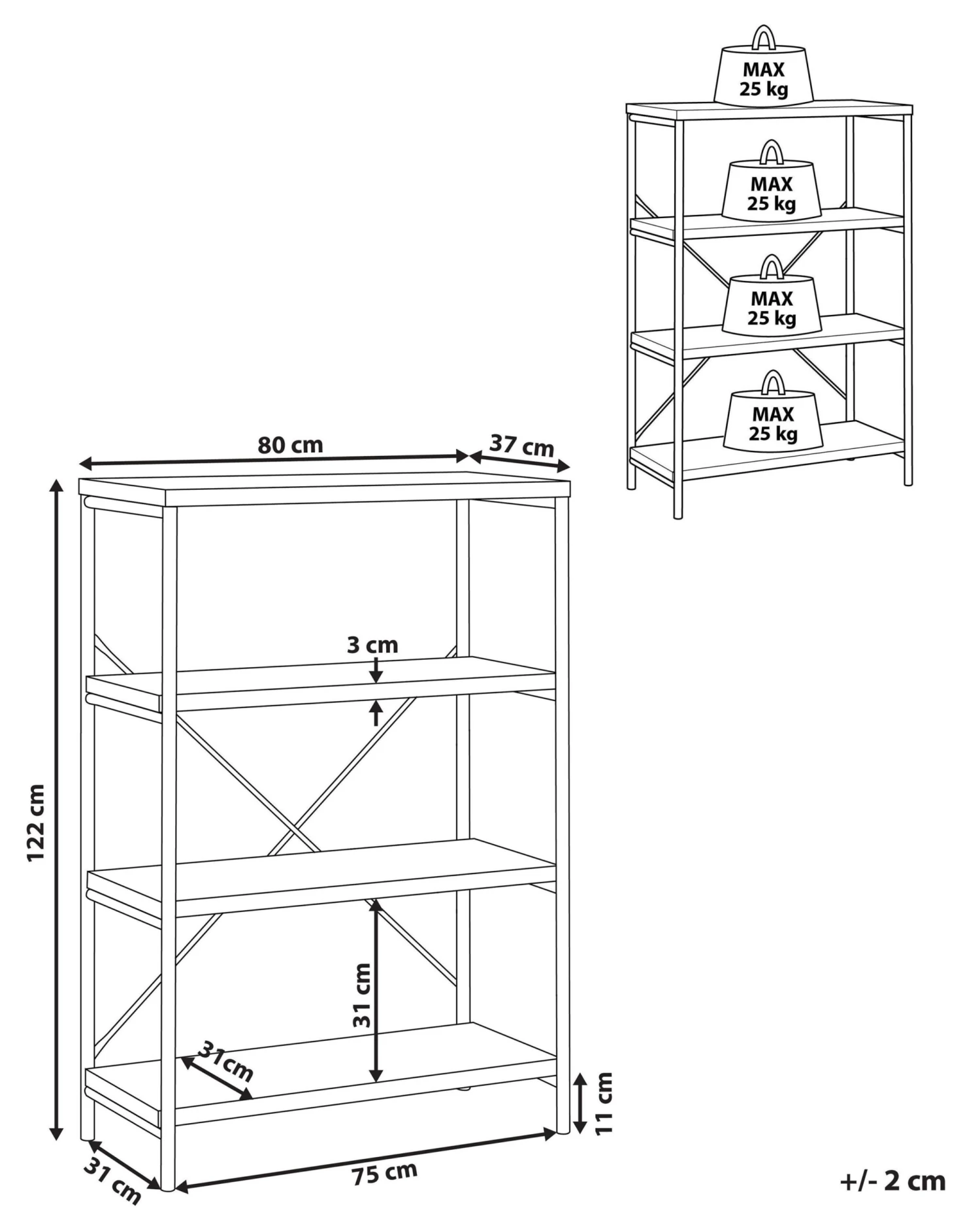 Kirjahylly 3 Hyllyä Tumma Puu BRISBANE - Image 10