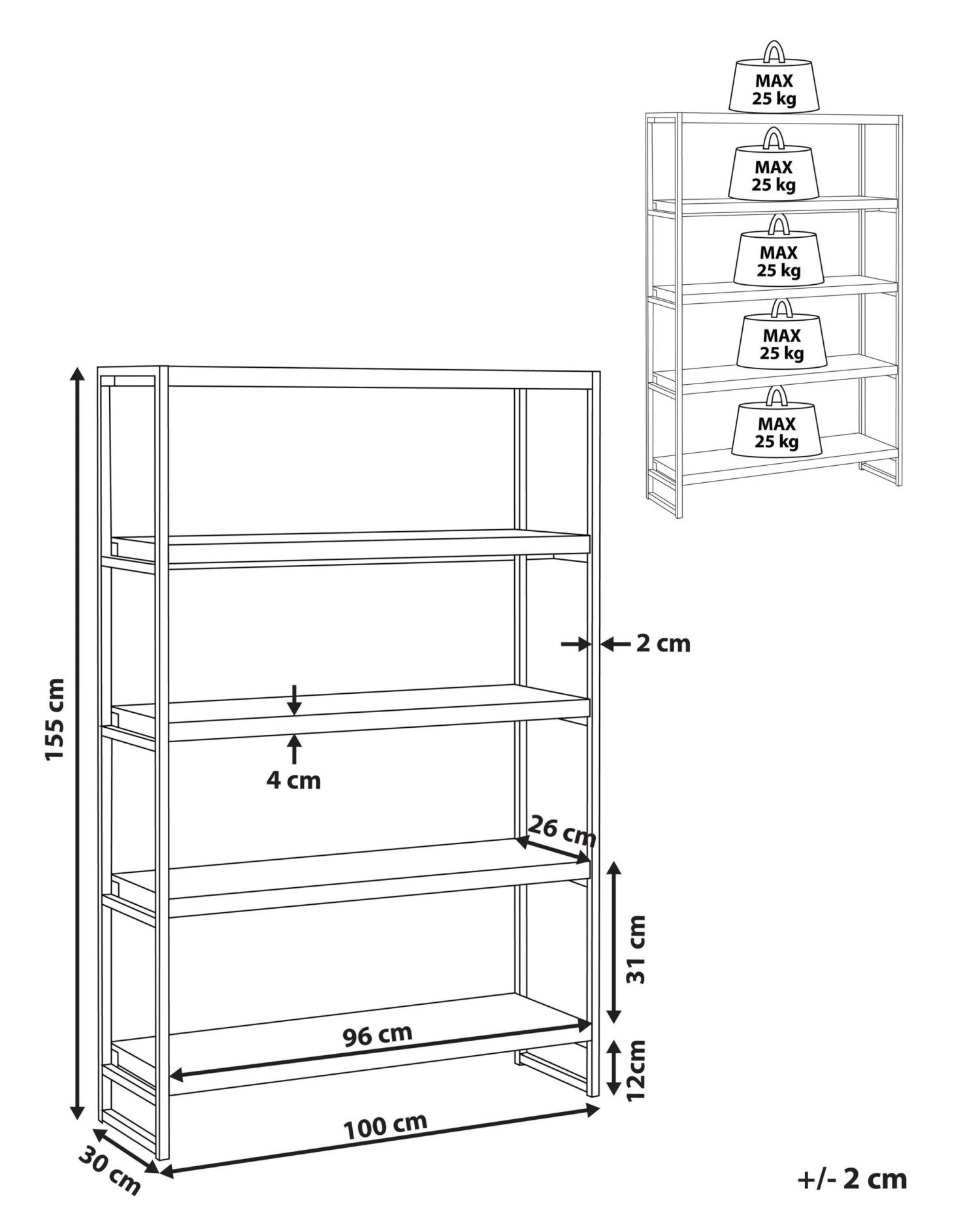 Kirjahylly 4 Hyllyä Tumma Puu/musta TIFTON - Image 7