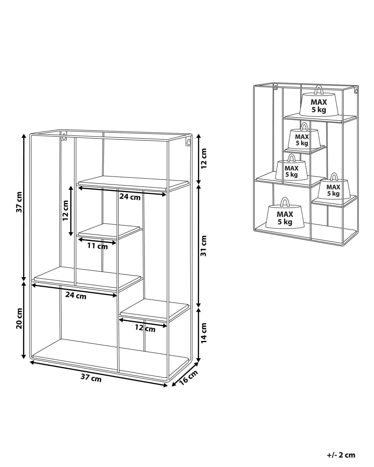 Seinähylly Metalli 5 Hyllyä Musta/vaalea Puu LAUREL 9 Seinähylly Metalli 5 Hyllyä Musta/vaalea Puu LAUREL - Image 9