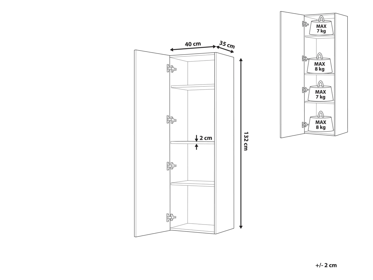 Seinäkaappi 4 Hyllyä Musta MATARO 7 Seinäkaappi 4 Hyllyä Musta MATARO - Image 7