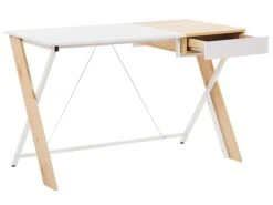Työpöytä 120 X 60 Cm Vaalea Puu/valkoinen HAMDEN -Beliani undef src sa picid 772827 type whitesh image