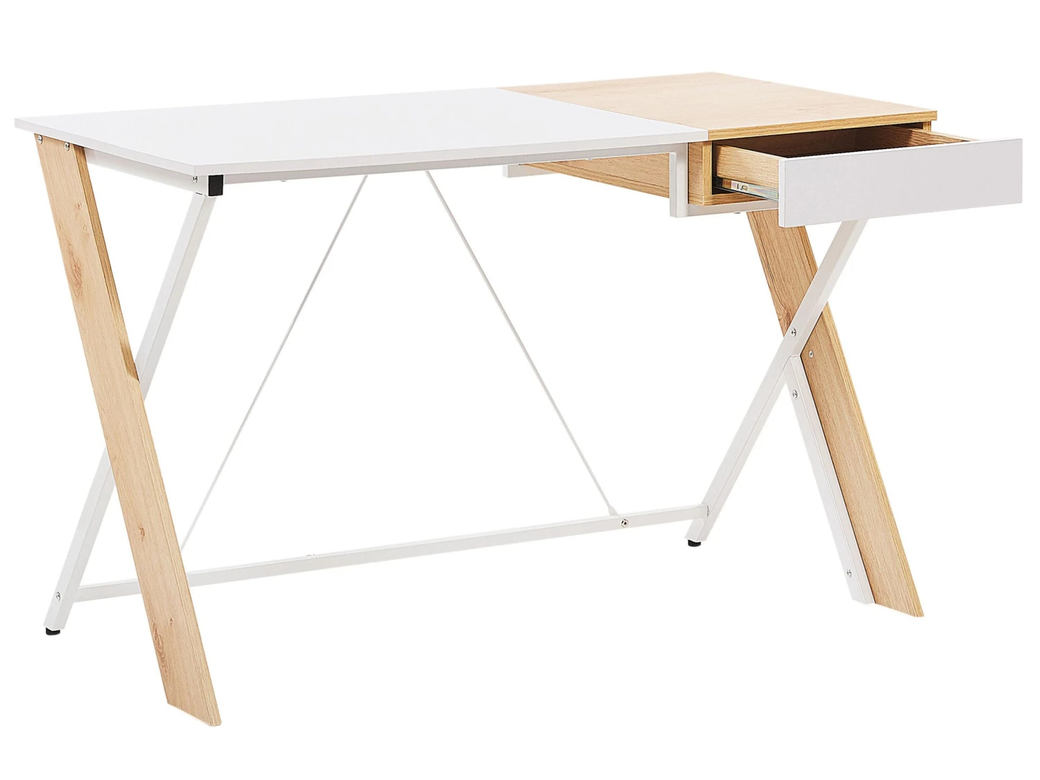 Työpöytä 120 X 60 Cm Vaalea Puu/valkoinen HAMDEN - Image 6