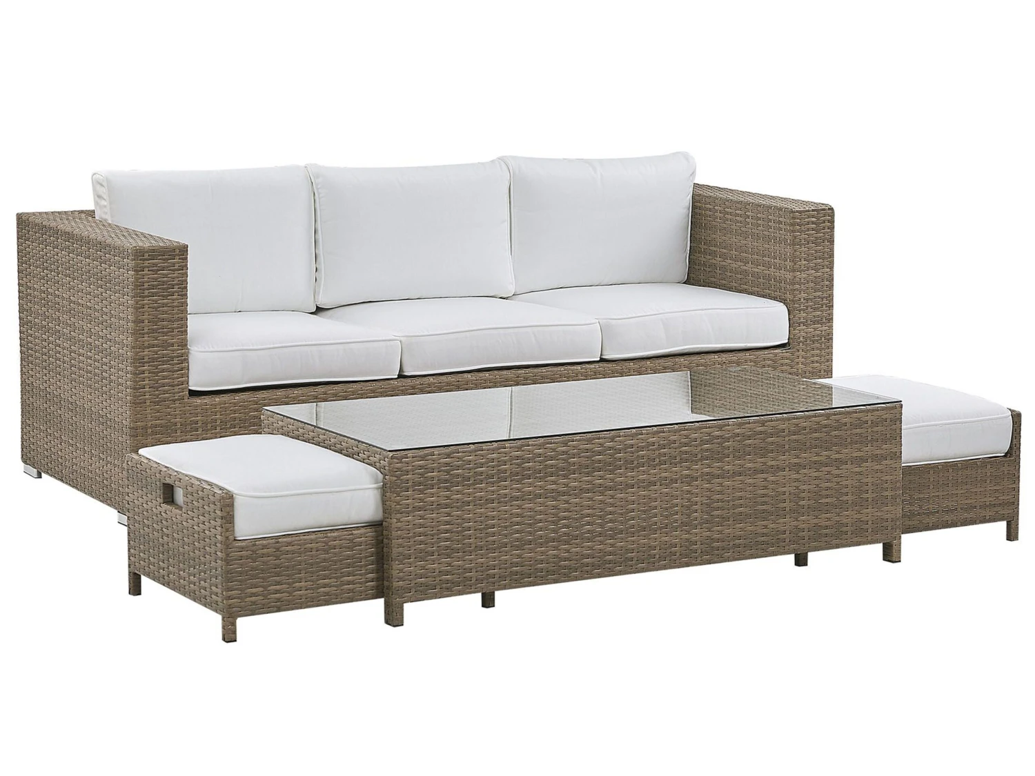 5-istuttava Ulkosohvaryhmä Polyrottinki Valkoinen BELLUNO - Image 9