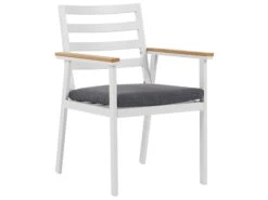 4-istuttava Ulkoruokailuryhmä Alumiini Valkoinen/harmaa CAVOLI -Beliani undef src sa picid 777405 type whitesh image