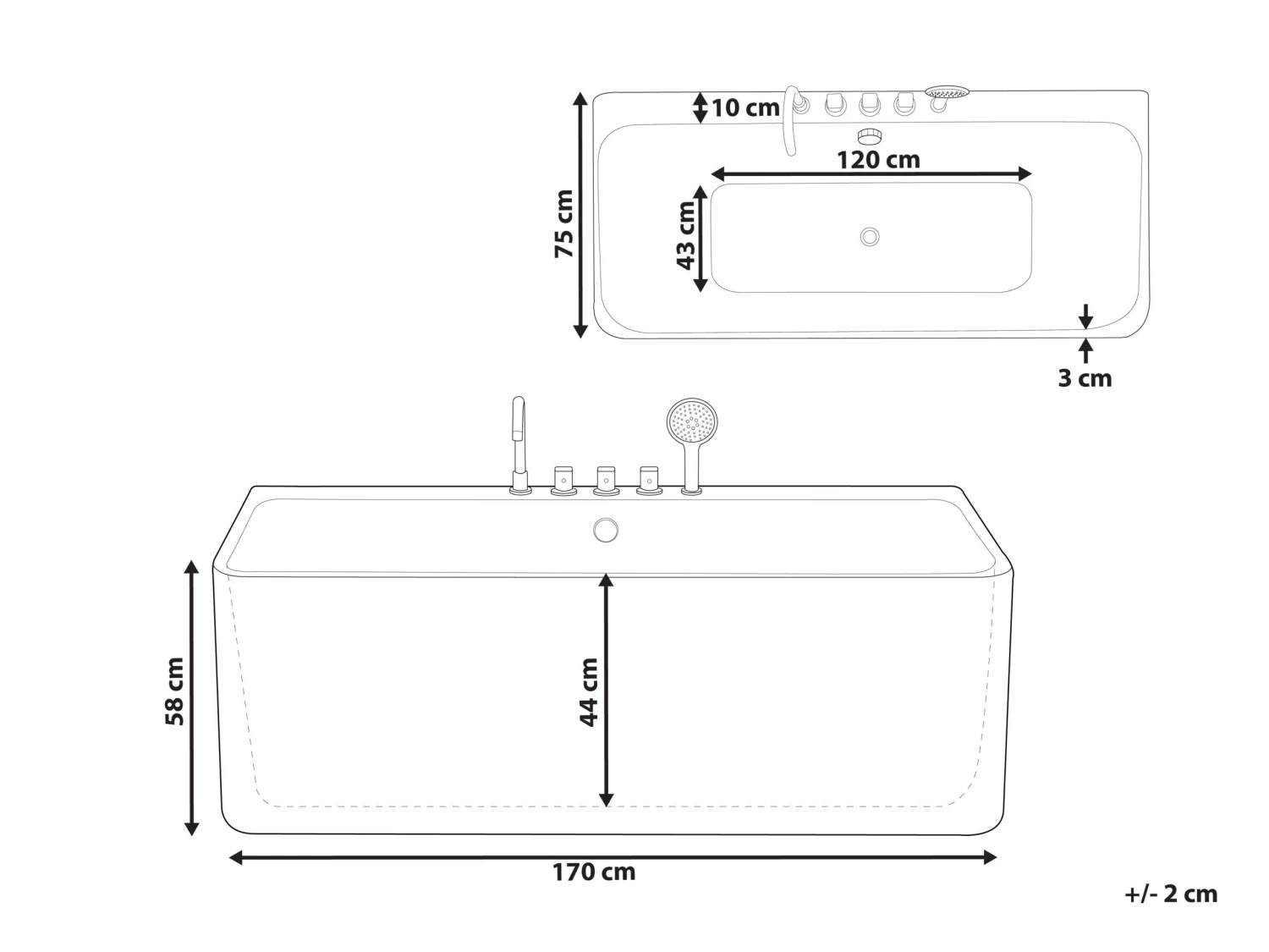 Kylpyamme Valkoinen 170 X 75 Cm QUATRE 9 Kylpyamme Valkoinen 170 X 75 Cm QUATRE - Image 9