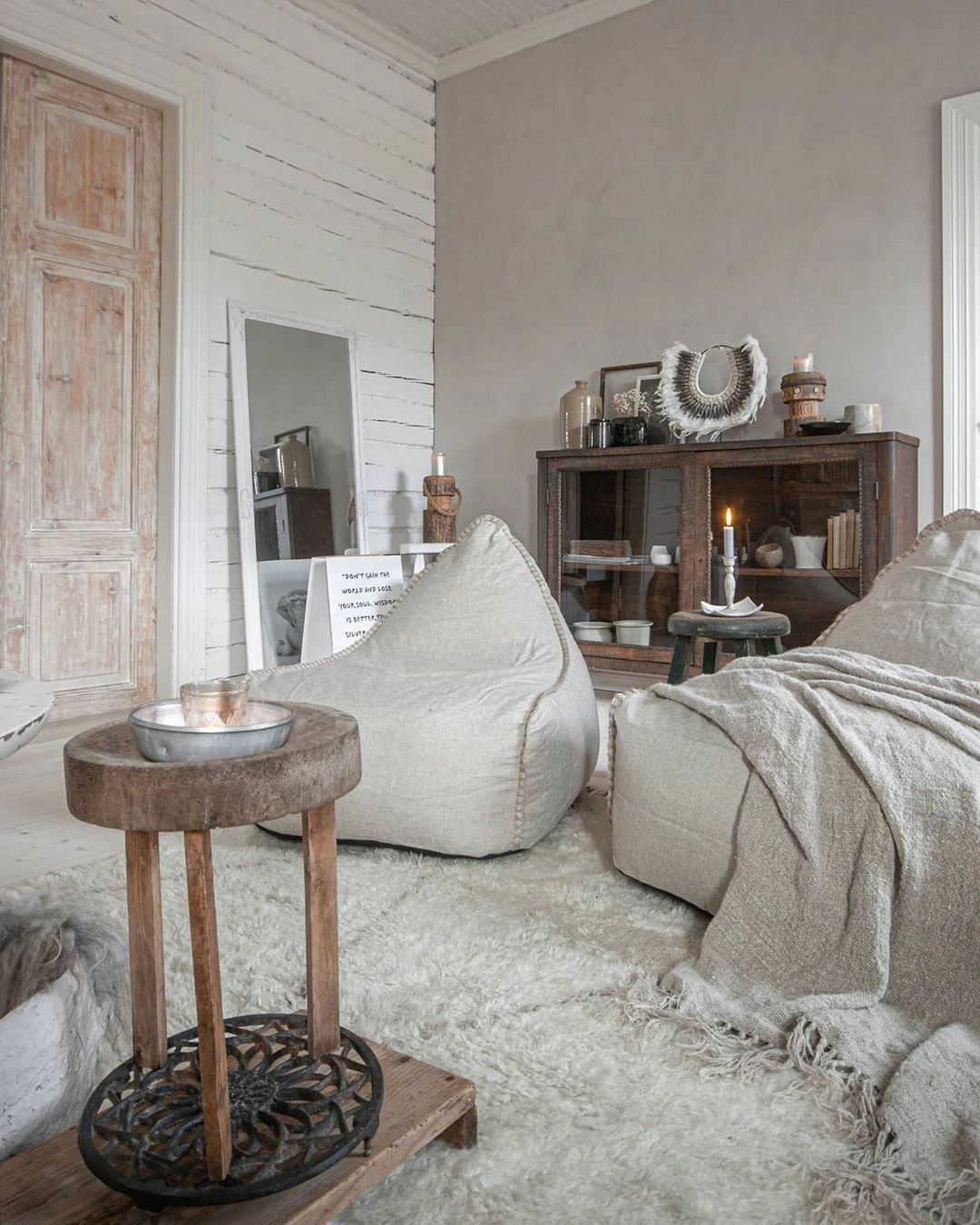 Säkkituoli Selkänojalla Kangas Beige DROP - Image 4