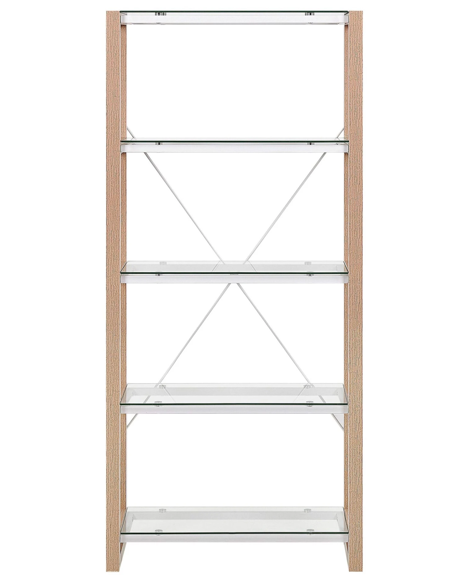 Kirjahylly 4 Lasihyllyä Valkoinen/vaalea Puu JENKS - Image 6