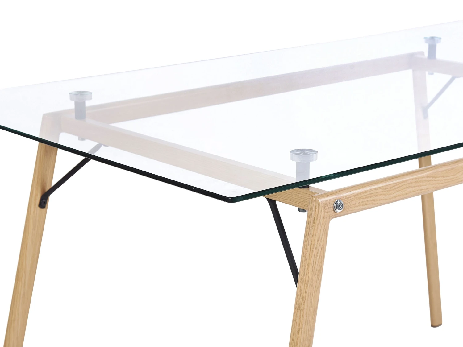 Ruokapöytä Lasitasolla Metalli Vaalea Puu 140 X 80 Cm KAMINA - Image 4