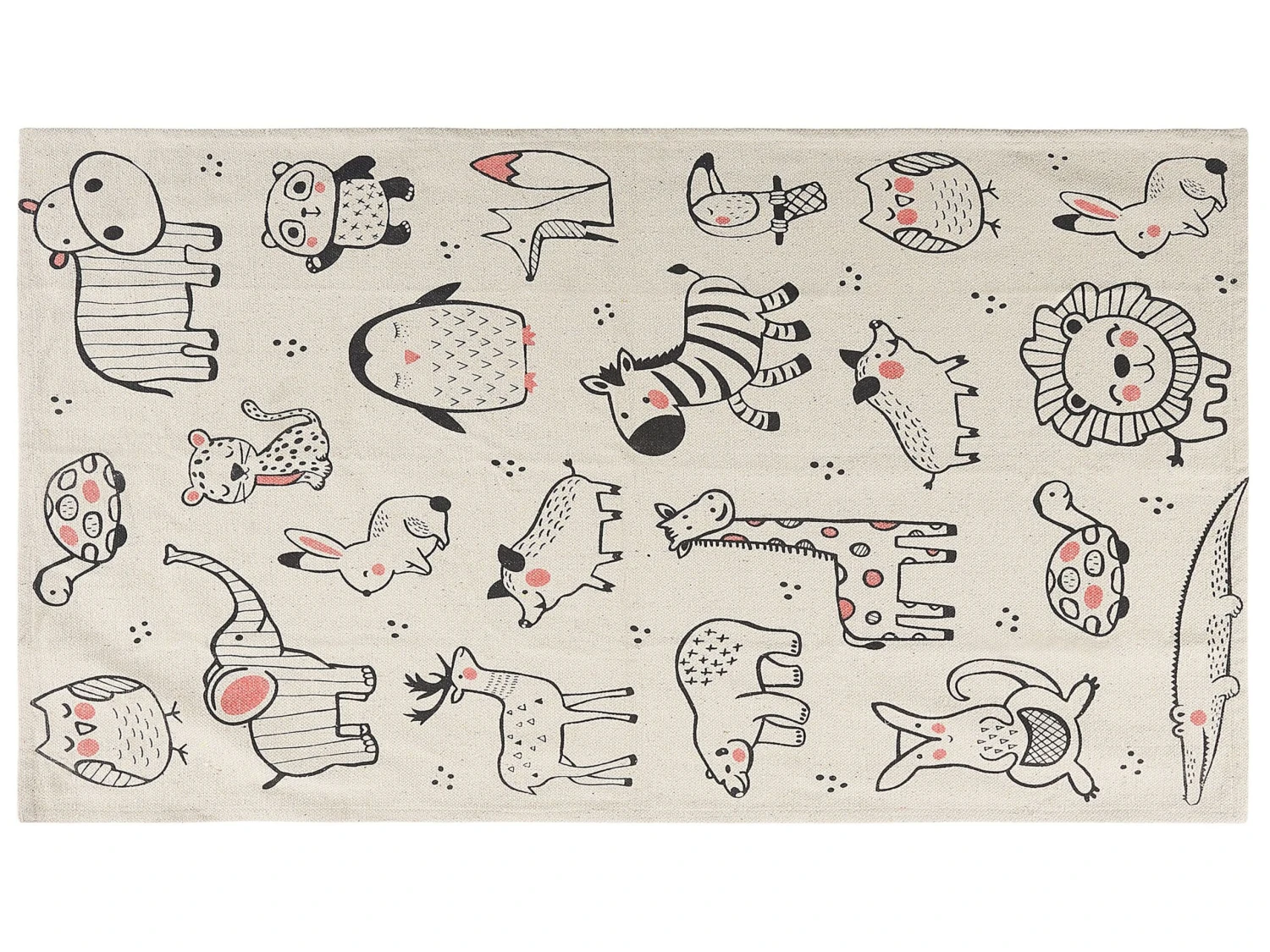 Lastenhuoneen Matto Puuvilla Valkoinen/musta 90 X 145 Cm KALYAN