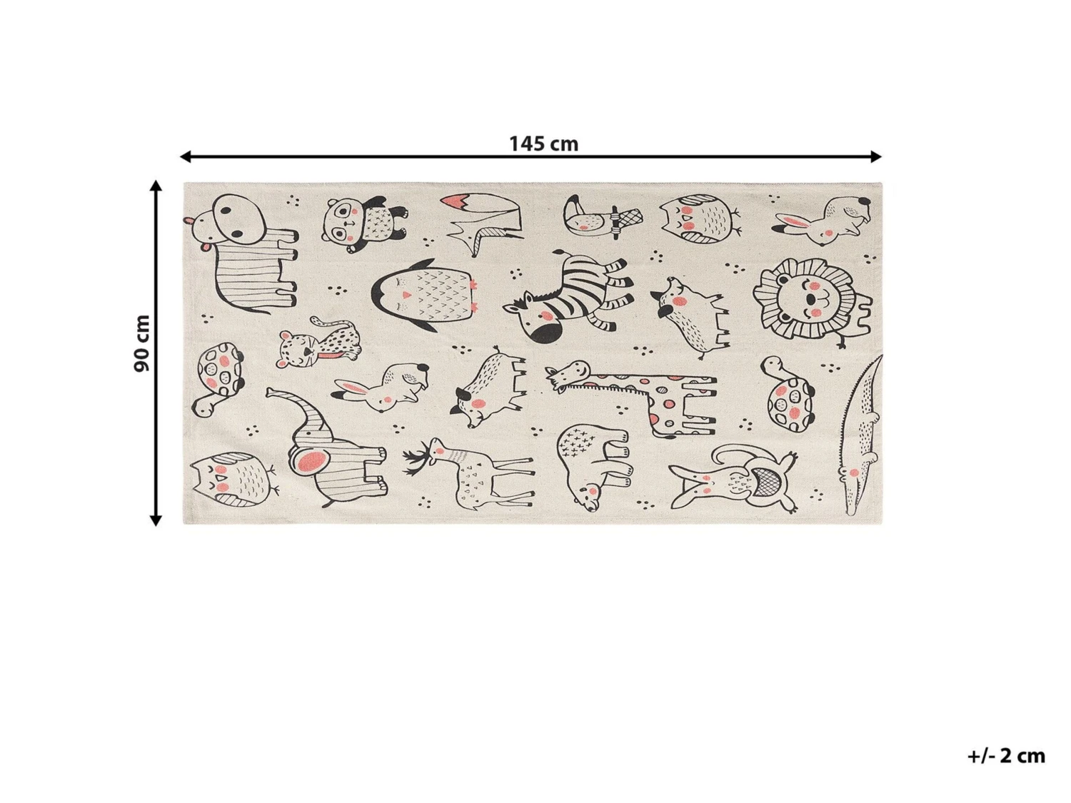 Lastenhuoneen Matto Puuvilla Valkoinen/musta 90 X 145 Cm KALYAN - Image 6