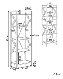 Kirjahylly 5 Hyllyä Tumma Puu/musta DALE -Beliani undef src sa picid 791555 type whitesh image