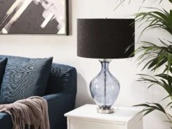 Pöytävalaisin Lasi Sininen/musta KELANI -Beliani undef src sa picid 792033 type whitesh image