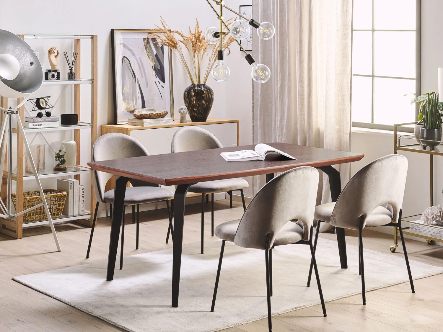 Ruokapöytä Tumma Puu/musta 160 X 90 Cm AMARES 2 Ruokapöytä Tumma Puu/musta 160 X 90 Cm AMARES - Image 2