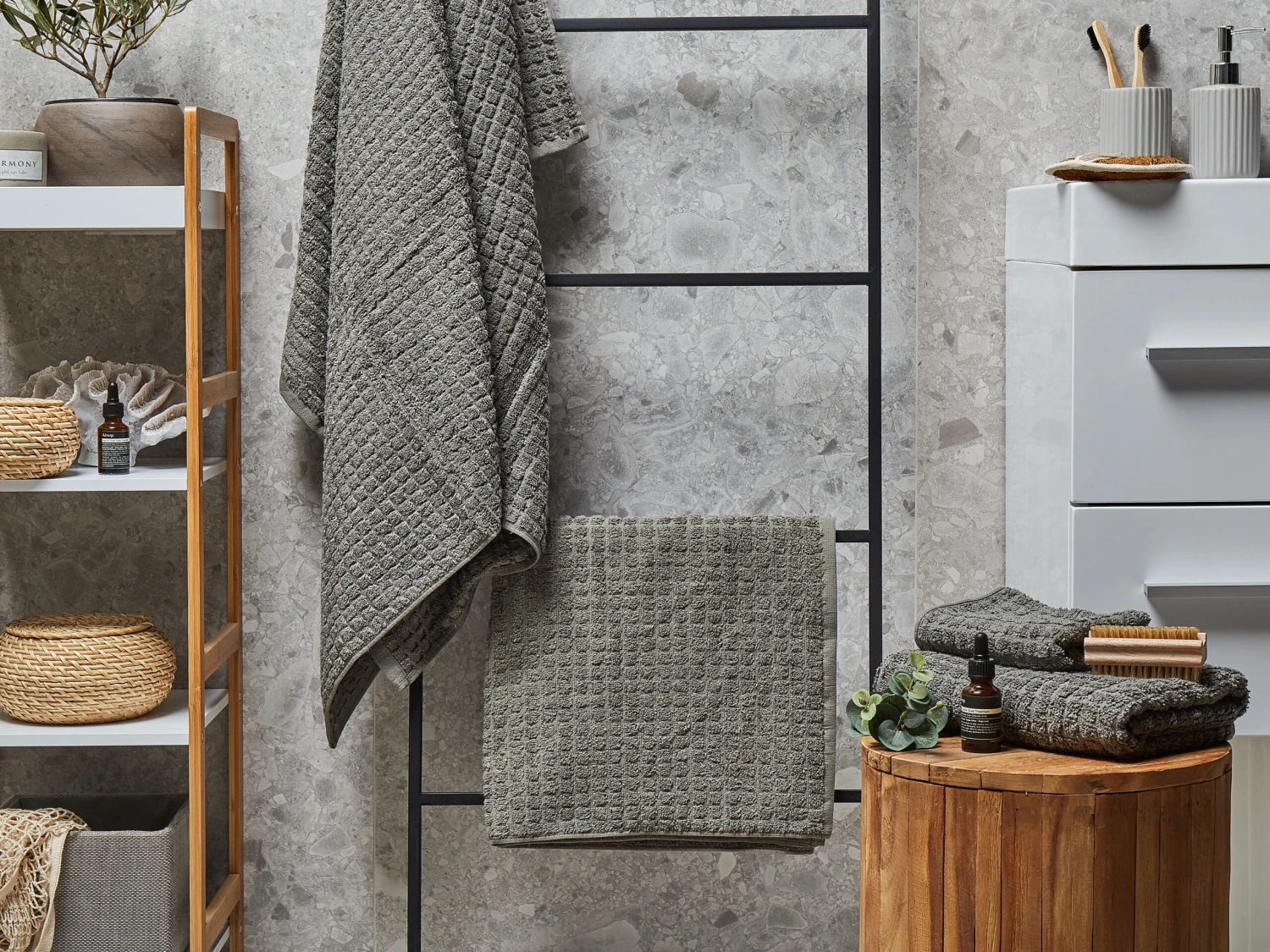 Pyyhesetti 4 Kpl Harmaa Puuvilla ATAI - Image 2