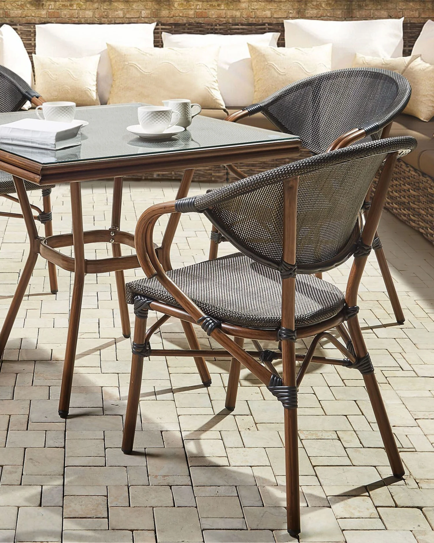 Puutarhatuoli Alumiini Tumma Puu/harmaa 4 Kpl CASPRI 3 Puutarhatuoli Alumiini Tumma Puu/harmaa 4 Kpl CASPRI - Image 3