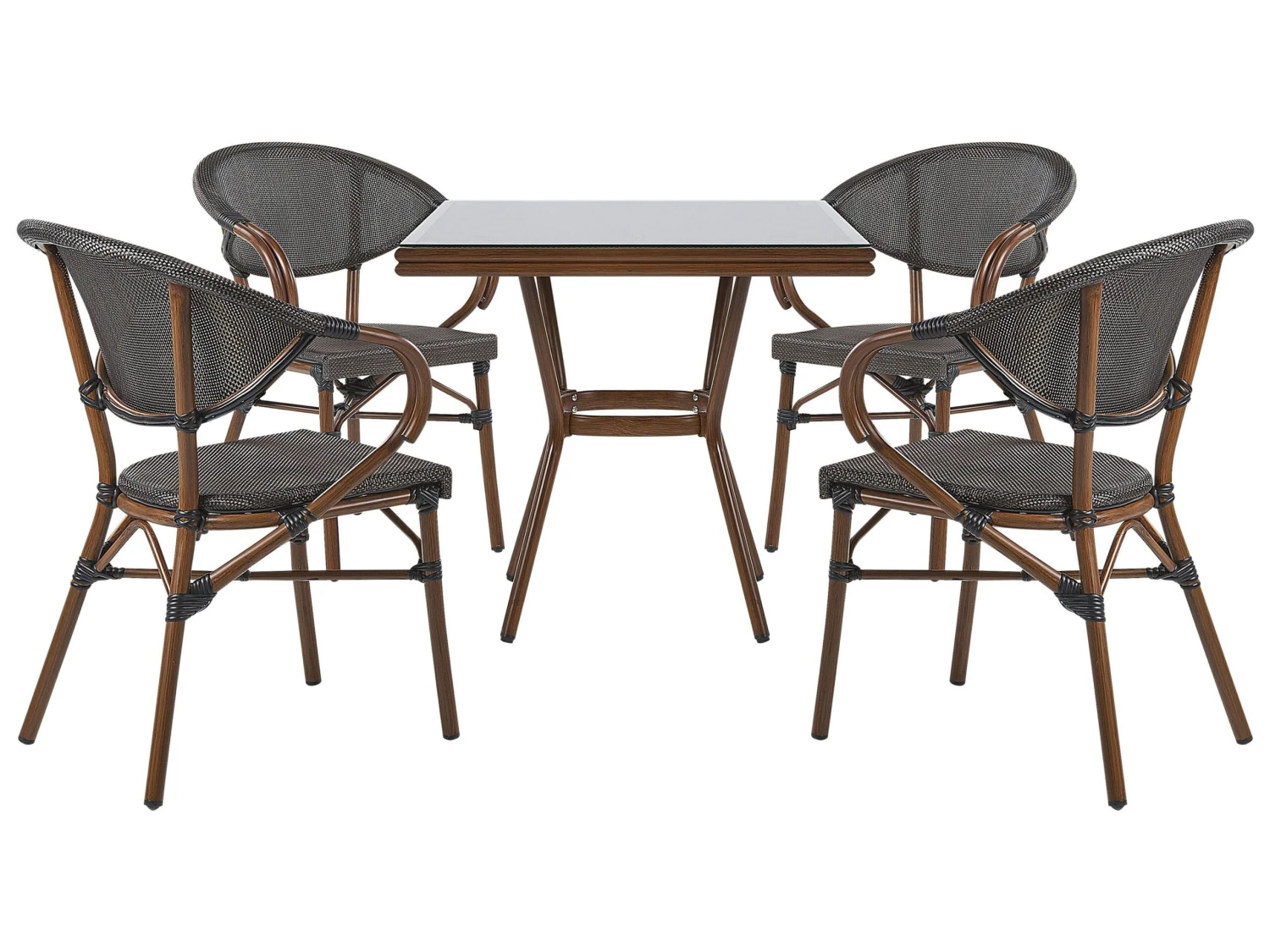 4-istuttava Ulkoruokailuryhmä Alumiini Harmaa/tumma Puu CASPRI 1 4-istuttava Ulkoruokailuryhmä Alumiini Harmaa/tumma Puu CASPRI