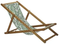 Vaalea Akaasiapuinen Aurinkotuoli Lehtikuvioisella Kankaalla 2 Kpl ANZIO -Beliani undef src sa picid 800456 type whitesh image