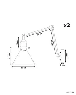 Seinävalaisin Metalli Musta 2 Kpl NARVA 19 Seinävalaisin Metalli Musta 2 Kpl NARVA -Beliani undef src sa picid 801825 type whitesh image