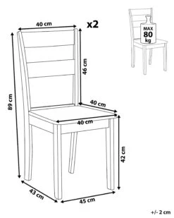 Tuoli Kumipuu Musta/vaalea Puu 2 Kpl GEORGIA -Beliani undef src sa picid 802963 type whitesh image