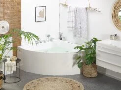 Kulmaporeamme Valkoinen 187 X 133 Cm ISLITA -Beliani undef src sa picid 804662 type whitesh image