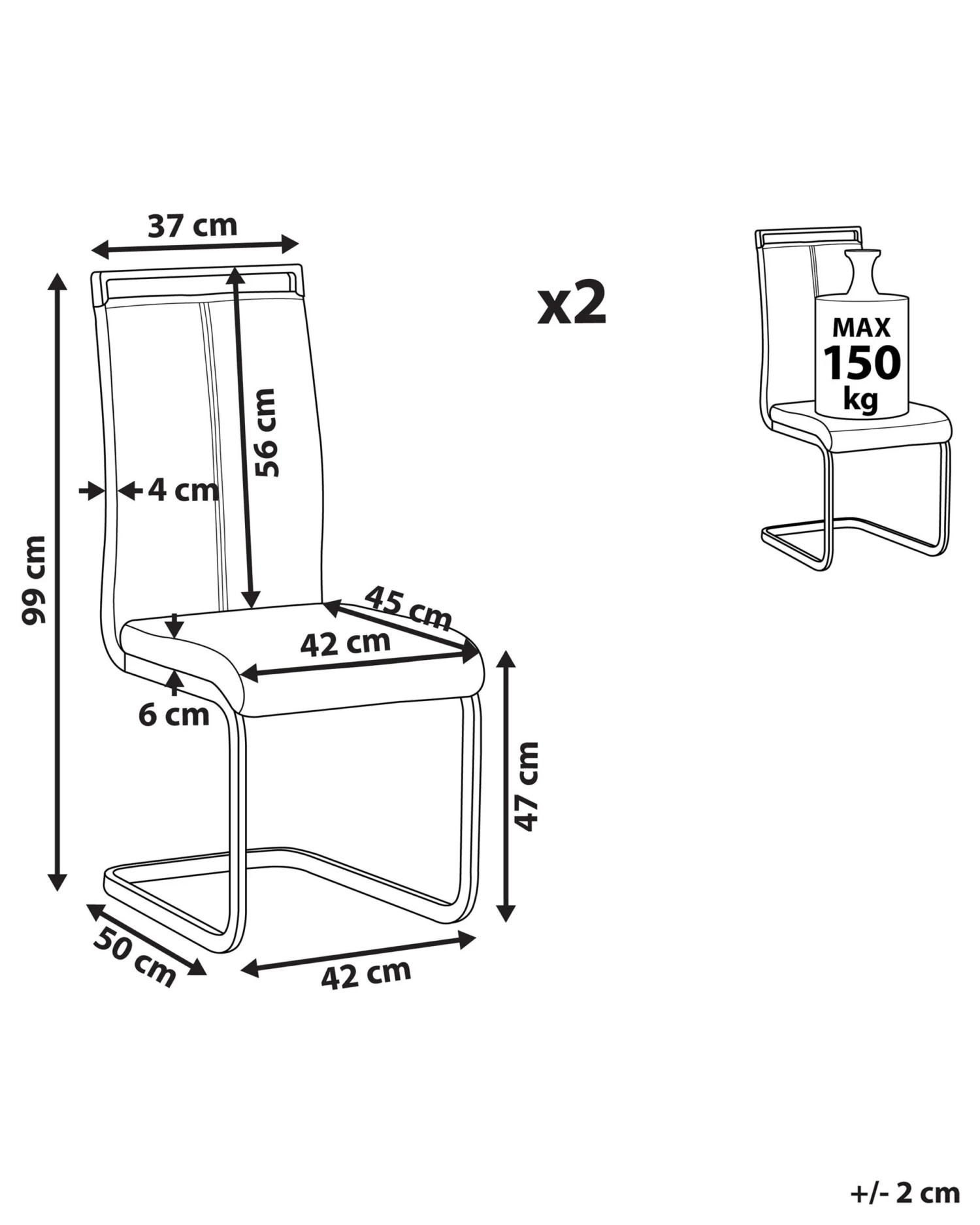 Tuoli Keinonahka Musta 2 Kpl GREEDIN 9 Tuoli Keinonahka Musta 2 Kpl GREEDIN - Image 9